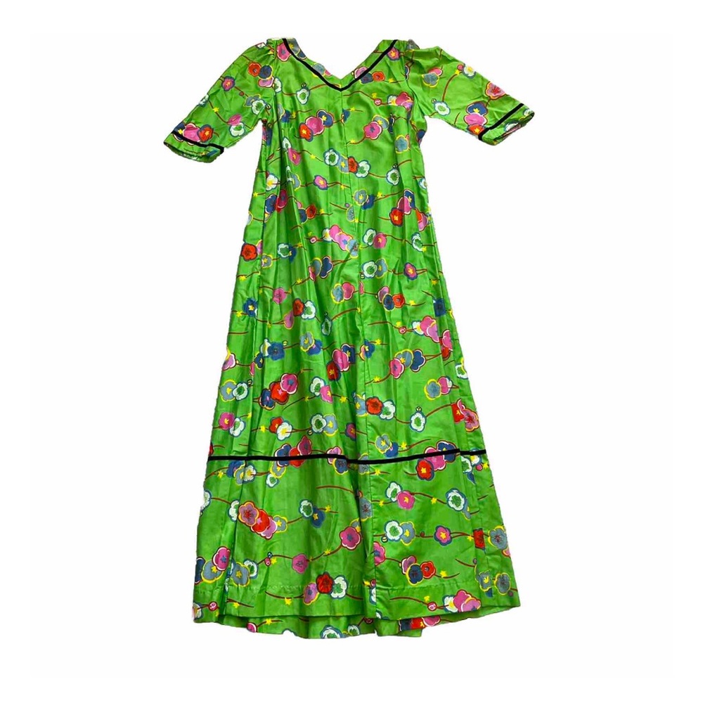 PIKAKE FASHIONS VINTAGE HAWAIIAN MAXI DRESS SIZE LARGE ARTSY ART TO WEAR